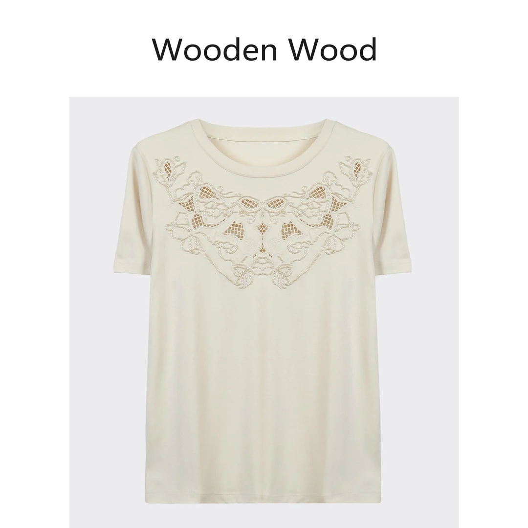 Wooden Wood“月影”镂空设计感夏季清凉百搭出游短袖T恤P25213
