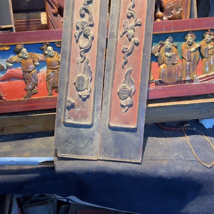 【闪购商品】香榧木上*月老木雕花板艺术一对