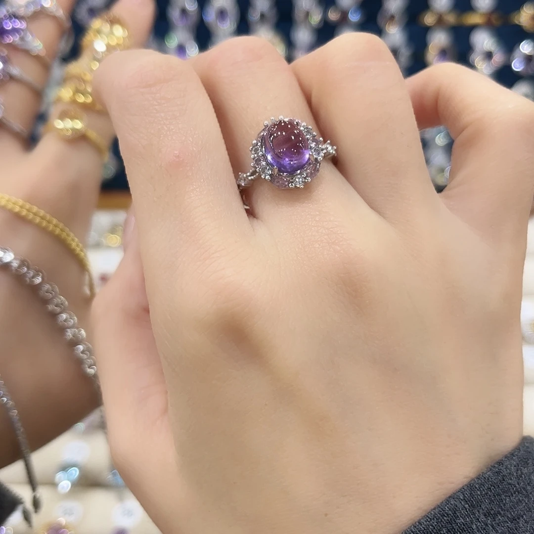 紫晶女款银S925镶嵌～***?戒指45