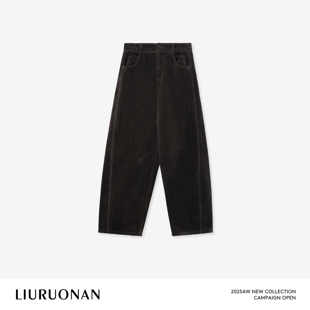 LIURUONAN 25WIN【皮马棉灯芯绒裤】100棉复古通勤百搭阔腿休闲裤女