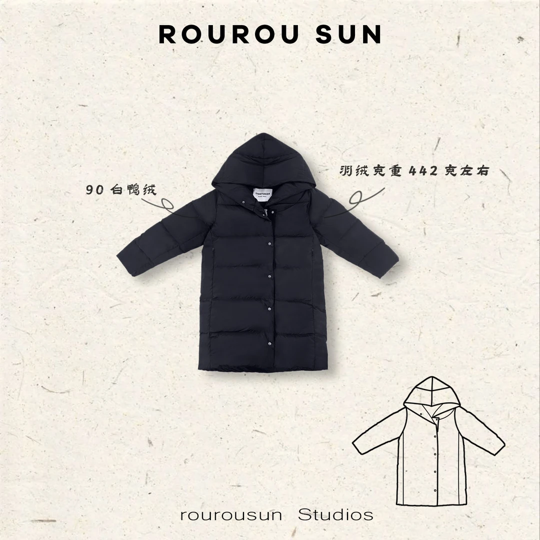 29321冬款女装百搭长款简约休闲宽松连帽面包羽绒服