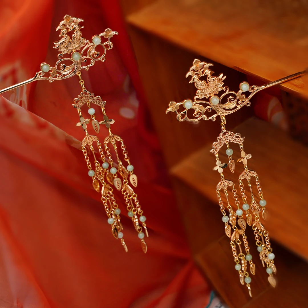 锦簪阁（玉宇)国色芳华发簪发饰流苏唐风唐制复原款高保色发簪百搭