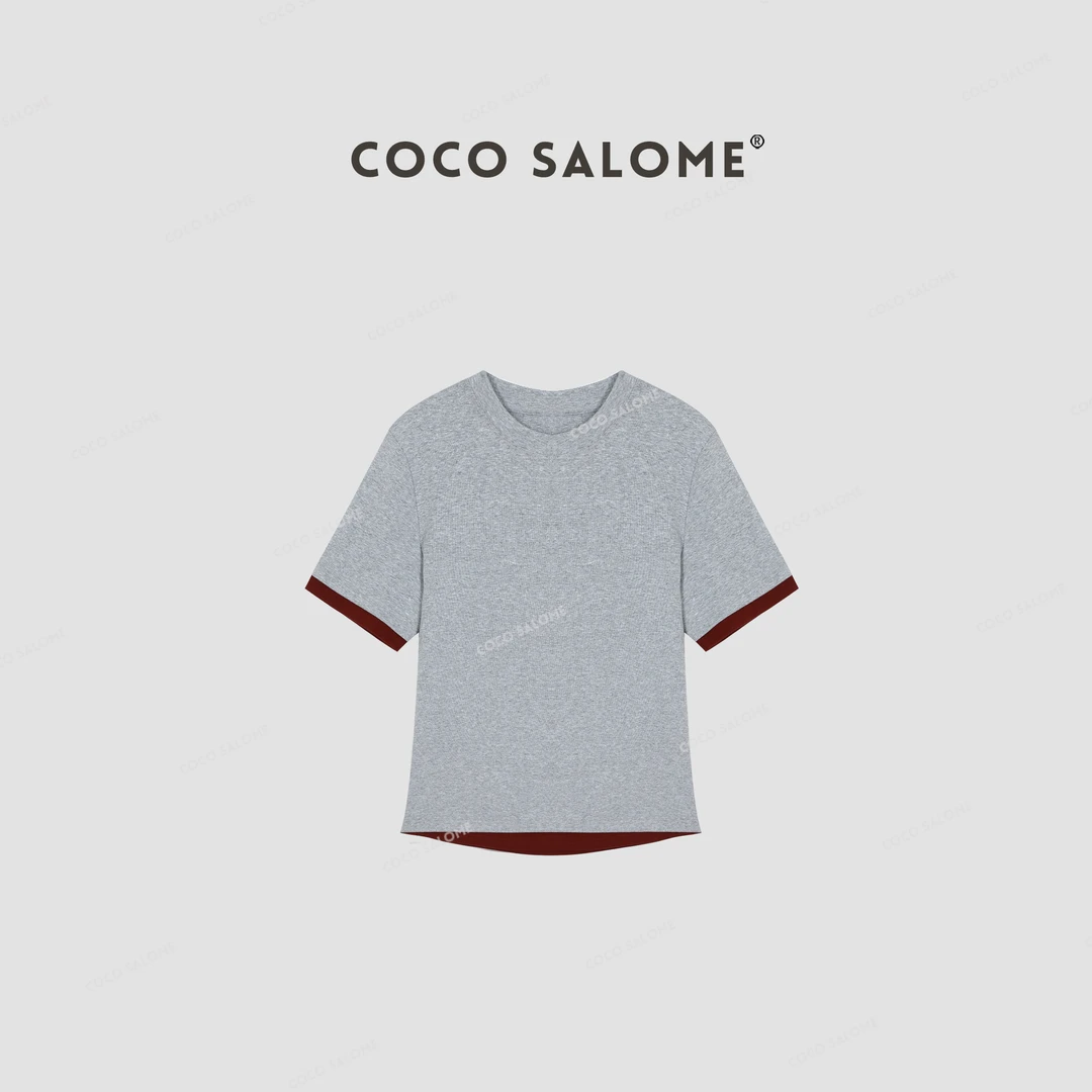 韩彬彬CS"春晓"早春260g假两件简约欧若风圆领短袖822H-(16)