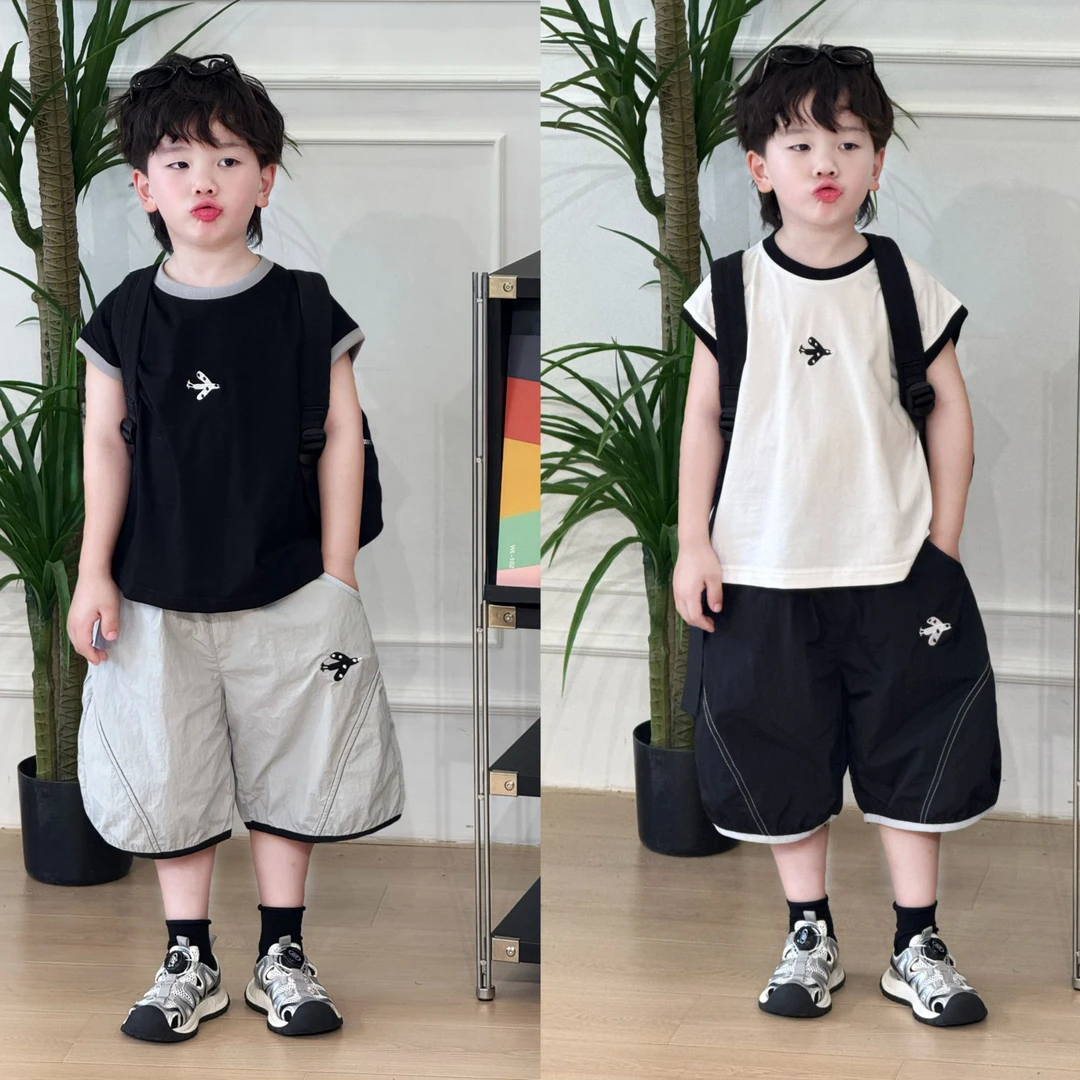 2025男童小飞机套装运动洋气休闲夏季韩版时尚薄款宽松儿童