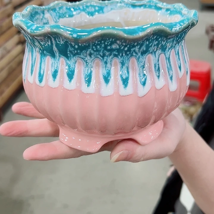 有孔.凑满10元发货多肉陶瓷花盆！