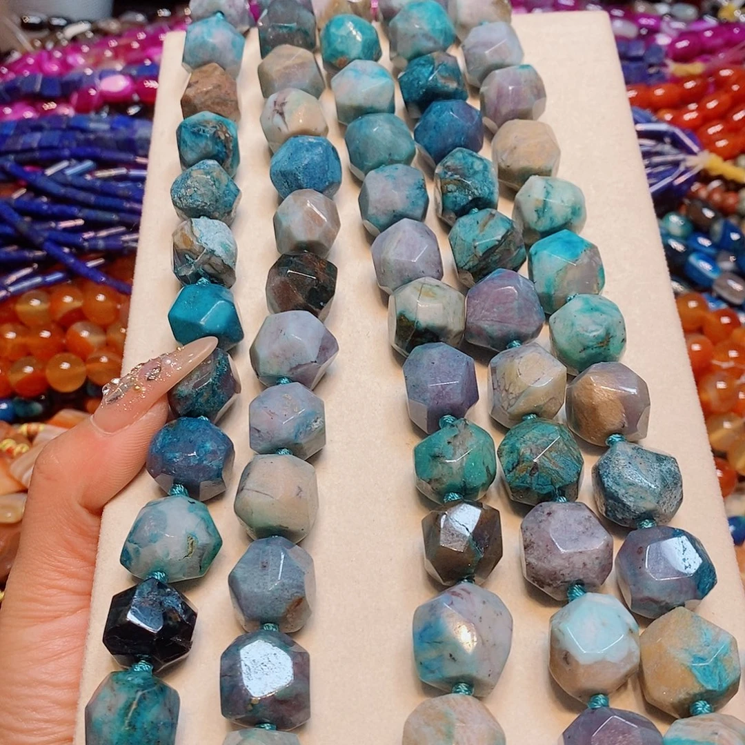 玛瑙/玉髓未镶嵌珠宝半成品天然海洋石切角一条16mm