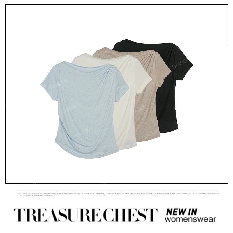 乔儿定制【新生婴儿肌】桑蚕丝+绵羊毛+醋酸+莱赛尔天丝百搭T恤荡领