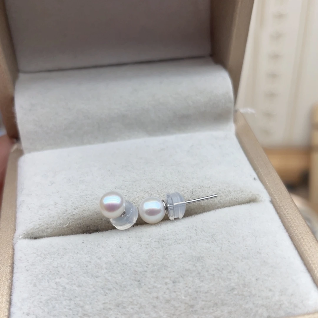 淡水珍珠耳饰银S925镶嵌A17