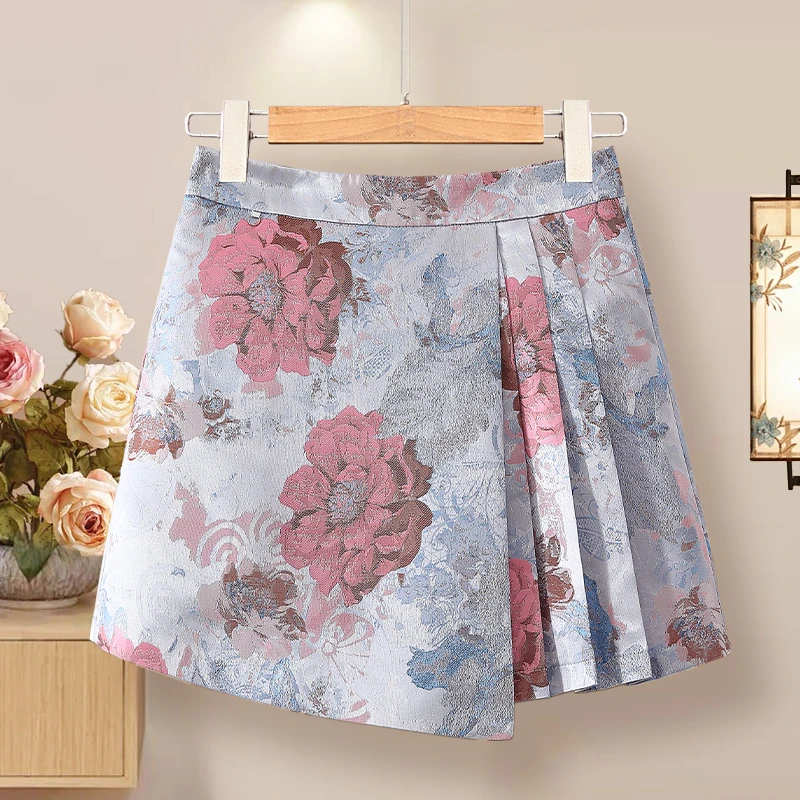 小个子国风半身裙西装女梨形女胖mm高级感百褶半身裙气质爆款压褶