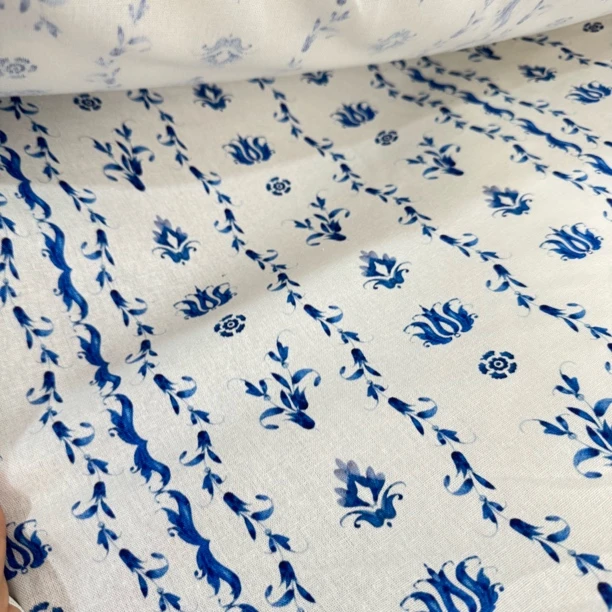 14 纯植物青花瓷花墙酵素洗几乎纯亚麻面料3米价