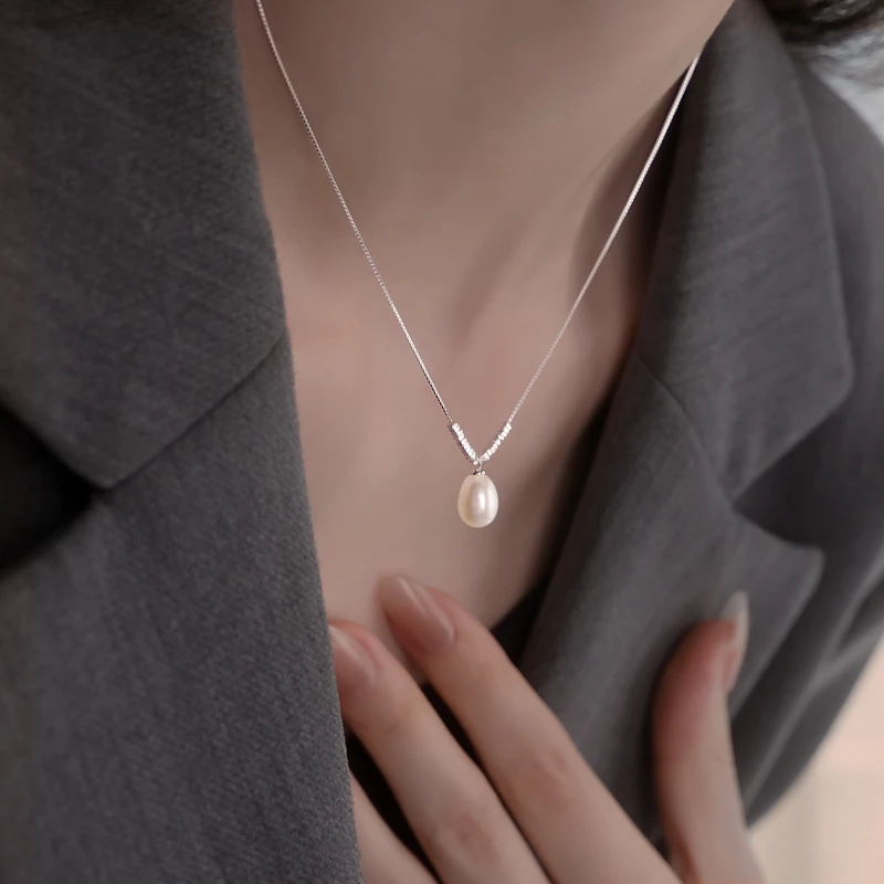 925银碎银淡水珍珠毛衣链女2025新款爆款项链锁骨链小众卫衣轻奢