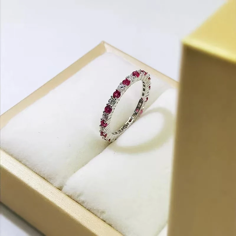 中非轻奢  红色排戒   0.1ct   高端轻奢定制