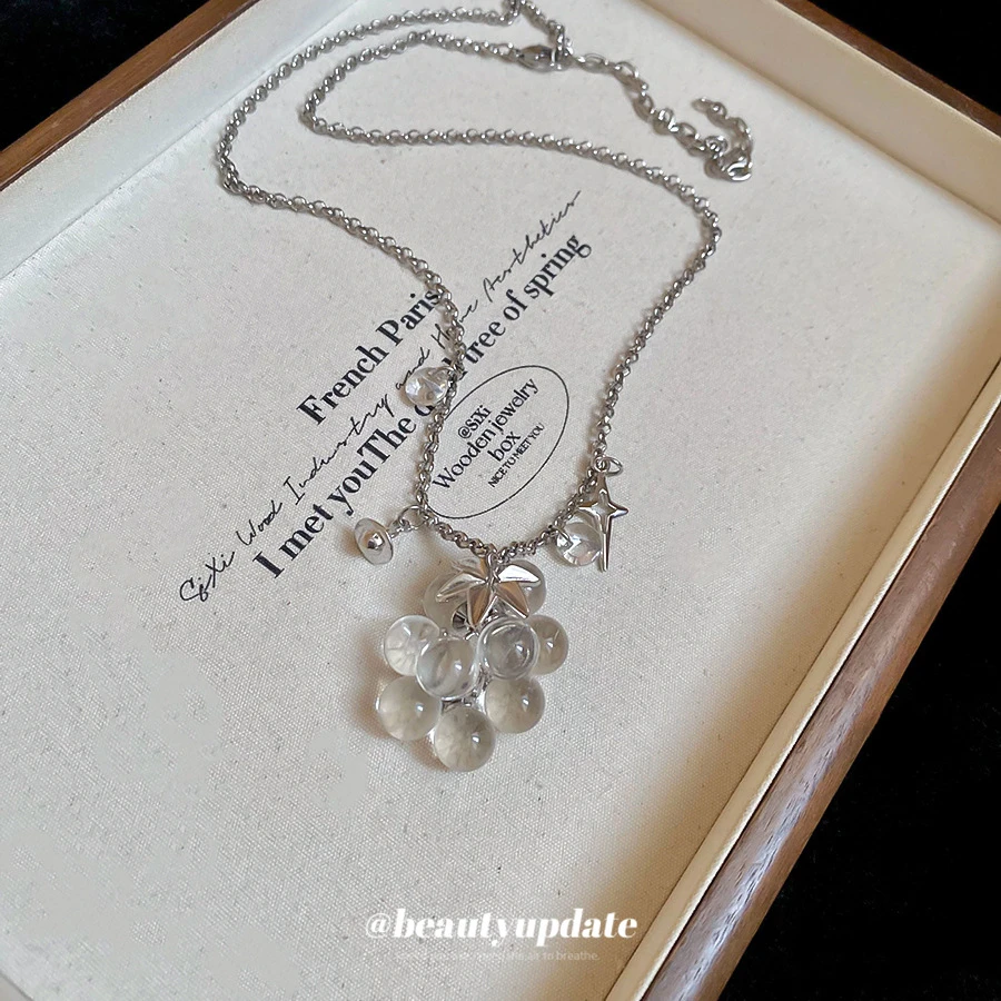 铜合金项链 葡萄串吊坠项链欧美个性冷淡风耳环轻奢高级感气质耳