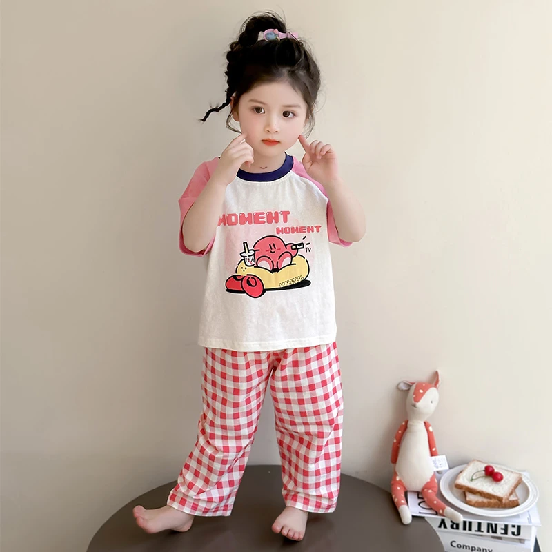 女童睡衣2025新款儿童短袖套装夏季纯棉可爱家居服短袖女小童衣服