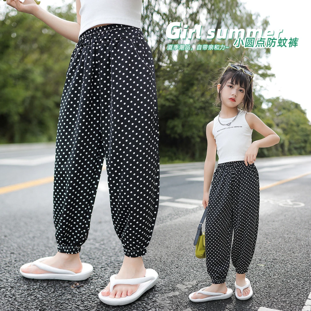 木木屋女童薄款儿童2025休闲洋气宽松春夏季九分裤夏款百搭防蚊裤