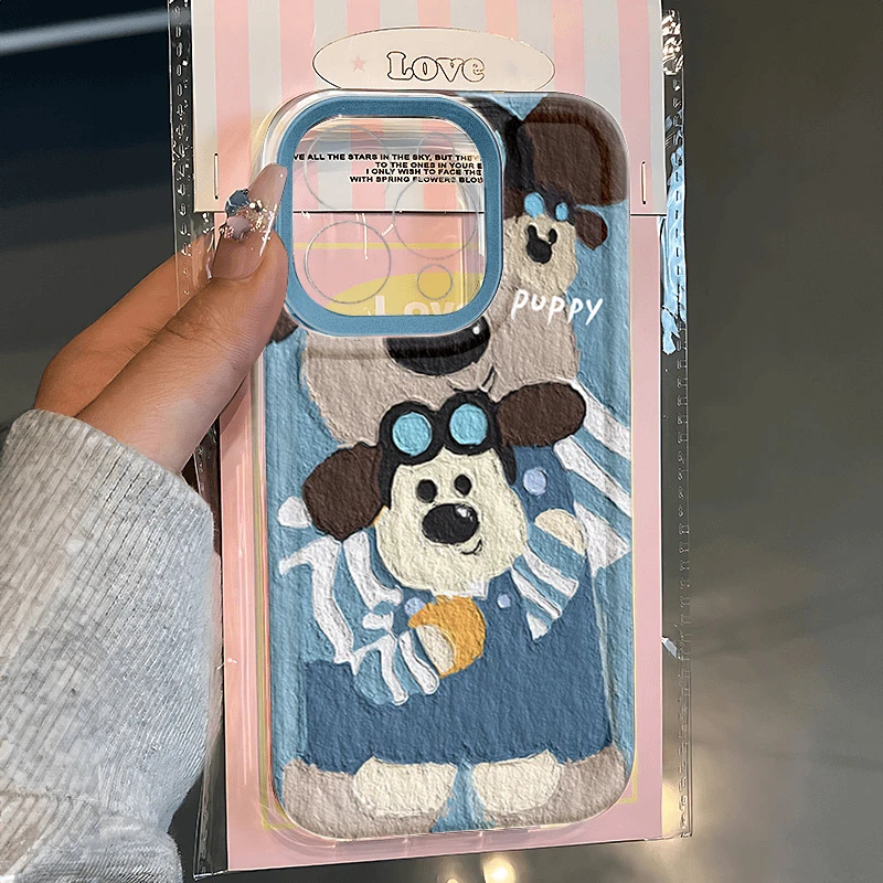 背带裤小狗适用苹果16 15手机壳iPhone13promax防摔14 12男女软11