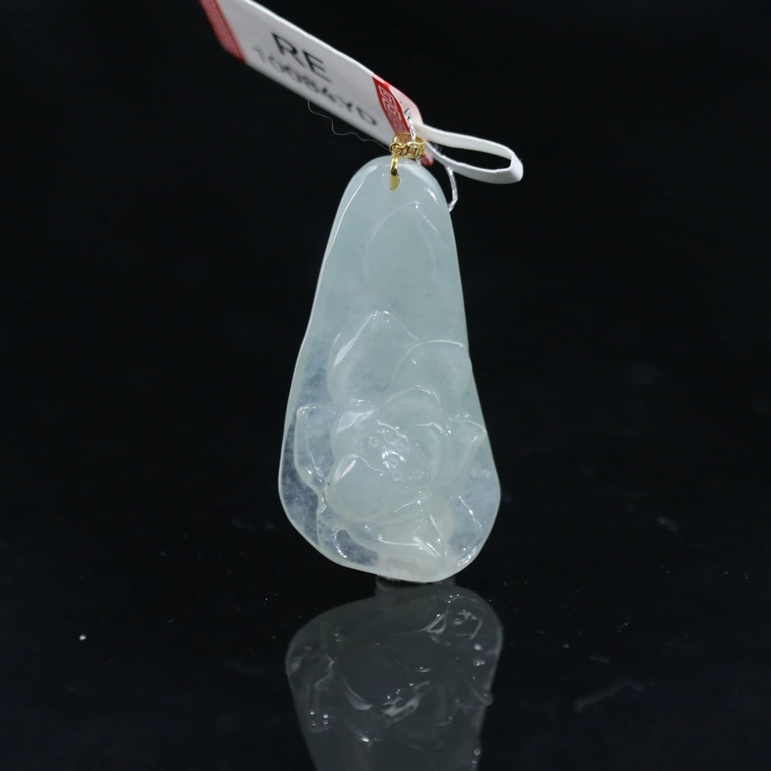 34天然缅甸翡翠A货18k莲花/200885/上海嘉禾拍卖