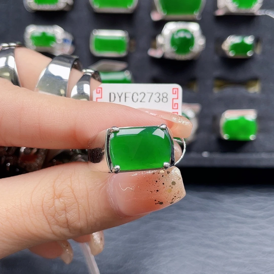 翡翠戒指银S925镶嵌L*G编号2738