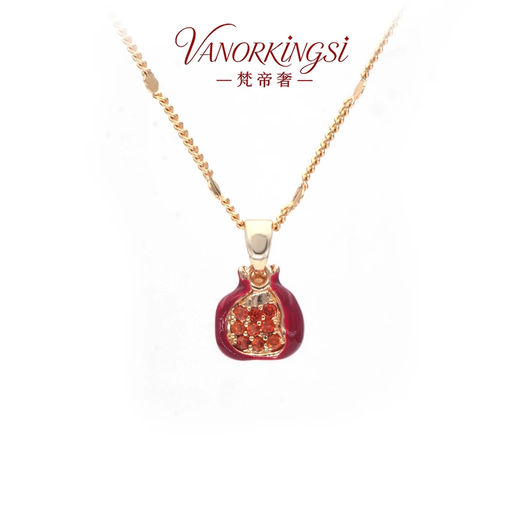 铜合金项链 新年款红色番石榴项链轻奢时尚百搭锁骨链 | F8115