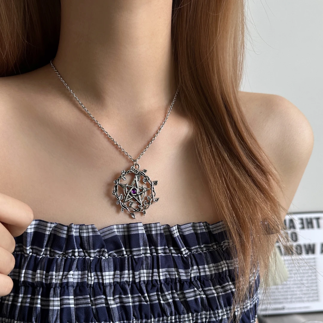 合金项链 X5676-1时尚潮流小众高级轻奢设计感复古魔法阵吊坠项链