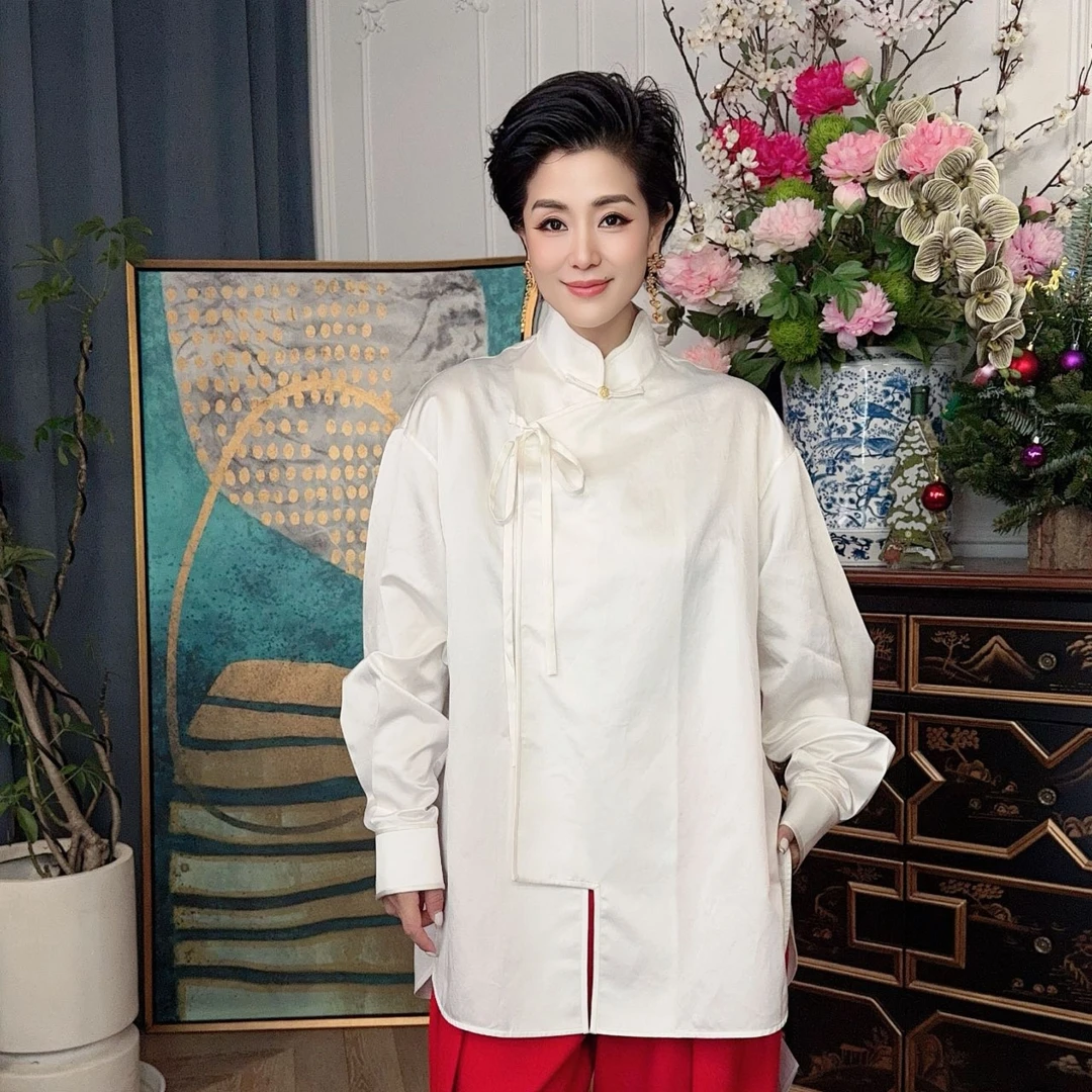 【顾文婷推荐】蒋云25 丝绵宽松中式花瓣领衬衫 K25SS06034AA202