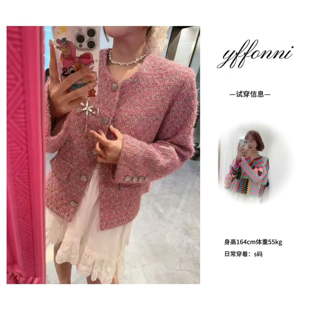 【YFONI】蝴蝶结香风编织外套