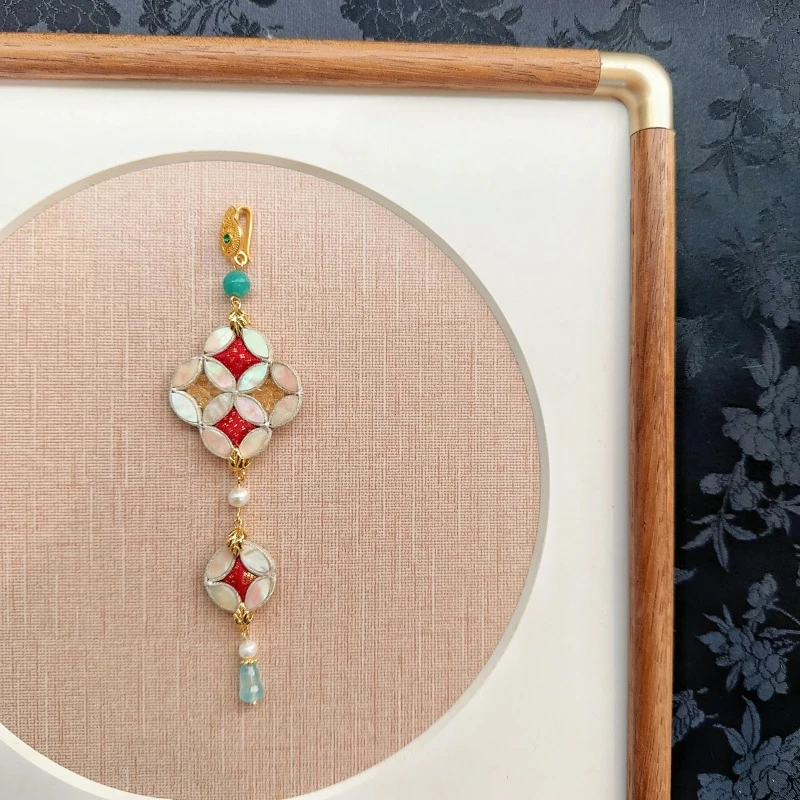 非金属布艺胸针 铜钱纹压襟首饰女款四方来财手工非遗盘扣 铜钱纹