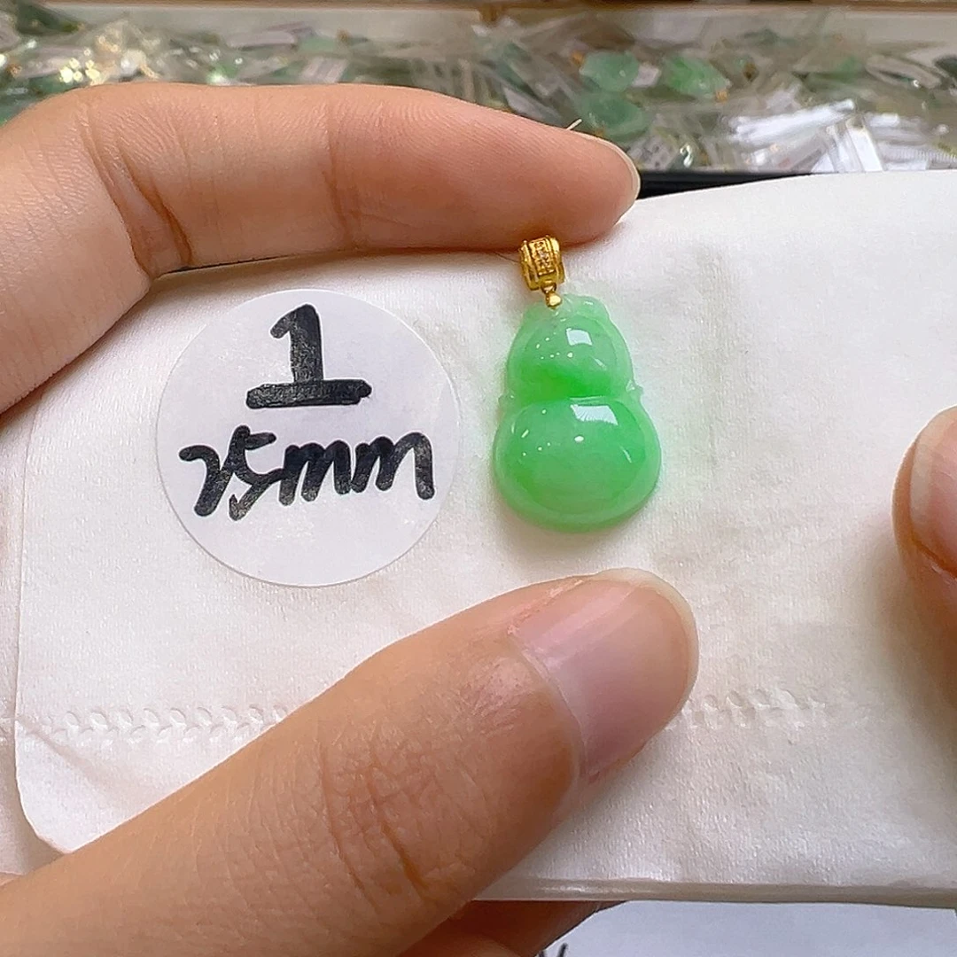翡翠18K金镶嵌吊坠(不含链)翡翠
