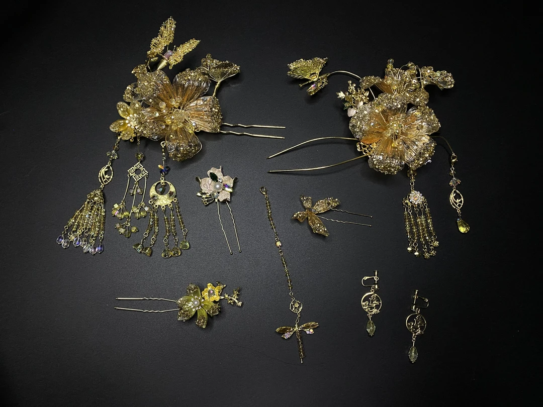 「开香槟2.0」新中式流苏发簪减龄新娘头饰042（透明盒装）