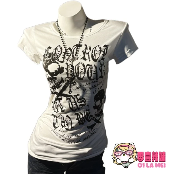 复古辣妹骷髅头短袖｜送挂坠