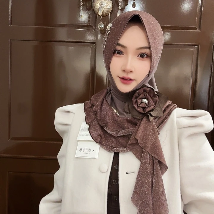 纯棉缎面立体压线帽新款咖啡色