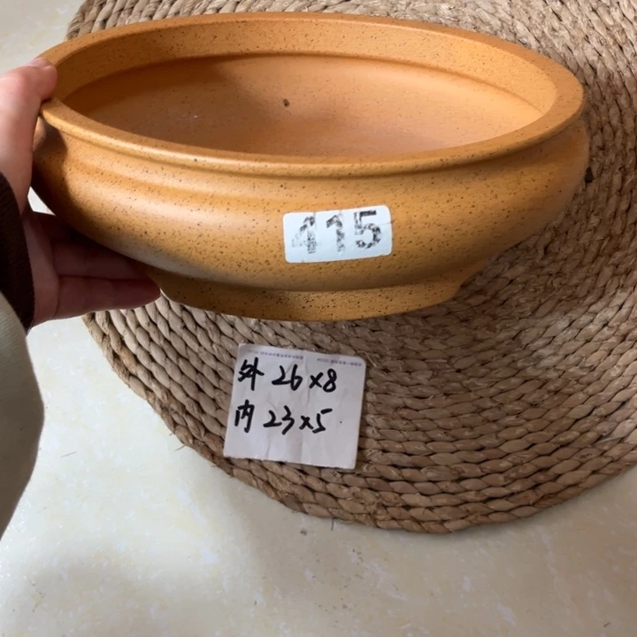 花盆紫砂 特惠柴烧束口浅圆415