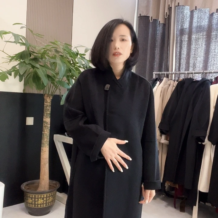 双面呢大衣孤品M码长款