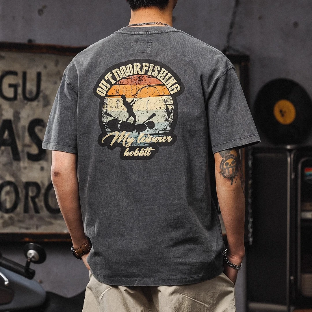 MR.MUDI/穆迪先生美式短袖t恤男夏潮圆领纯棉打底衫宽松休闲体恤