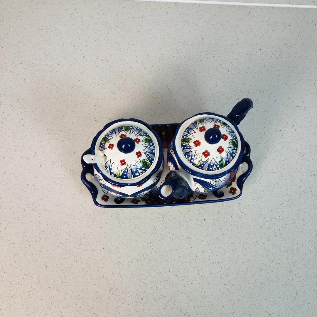 【新疆包邮】kok 4qasa laza aqihsu kaqisi 2个蓝色方形调料壶网红