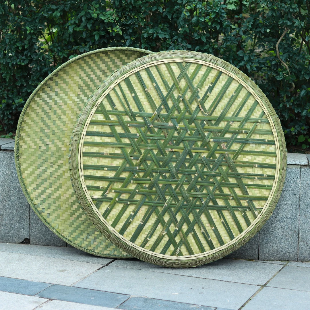 直径80cm竹编晾晒簸箕老式双层加固家用农具晒茶叶干货纯竹子簸箕