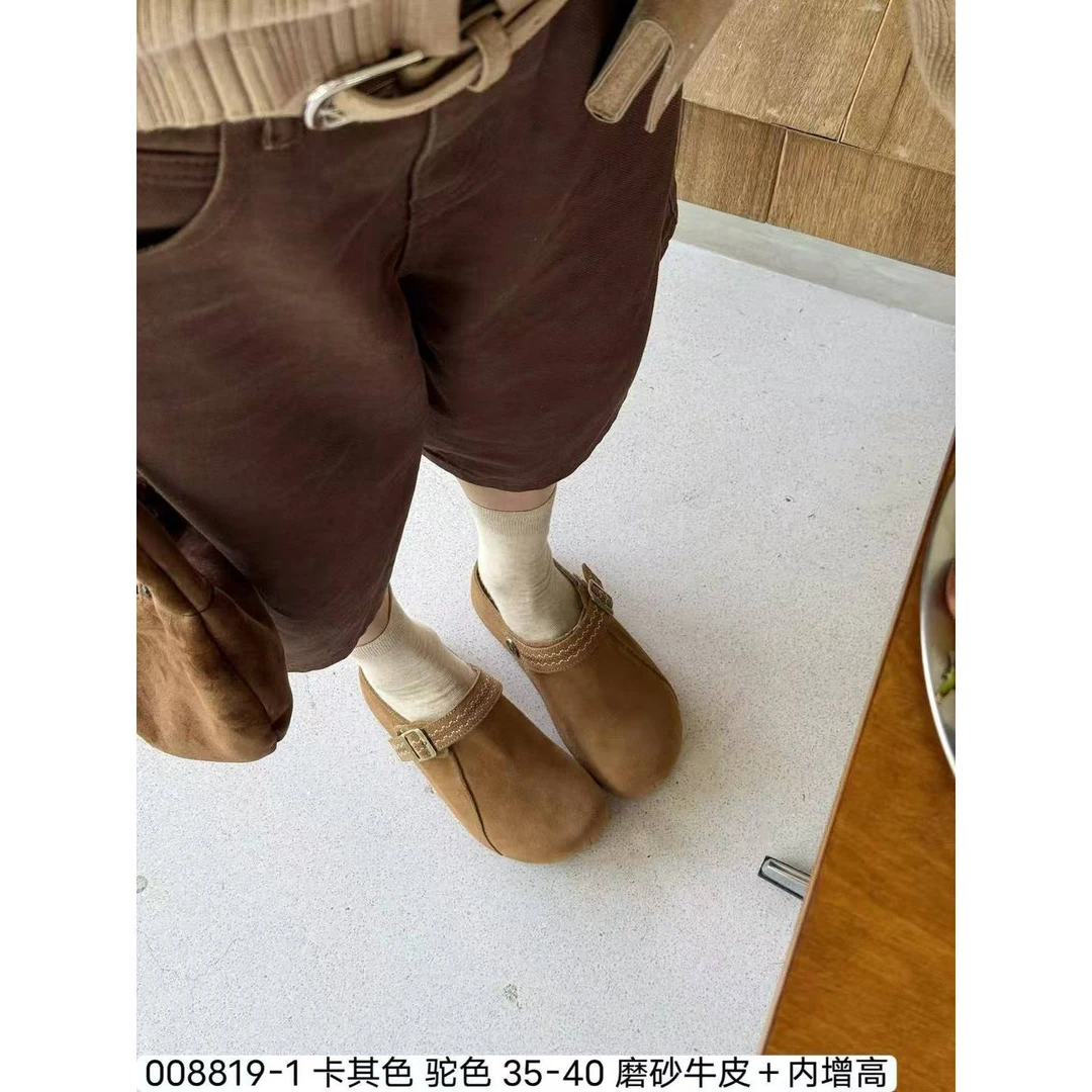 磨砂牛皮厚底包头勃肯鞋ZBX88191（3.8厘米）