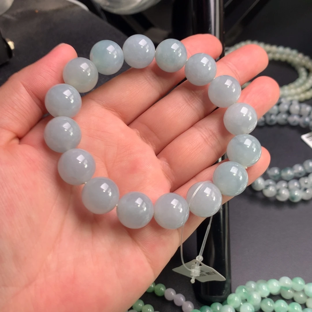 未镶嵌手链翡翠淡天空蓝手串卡13