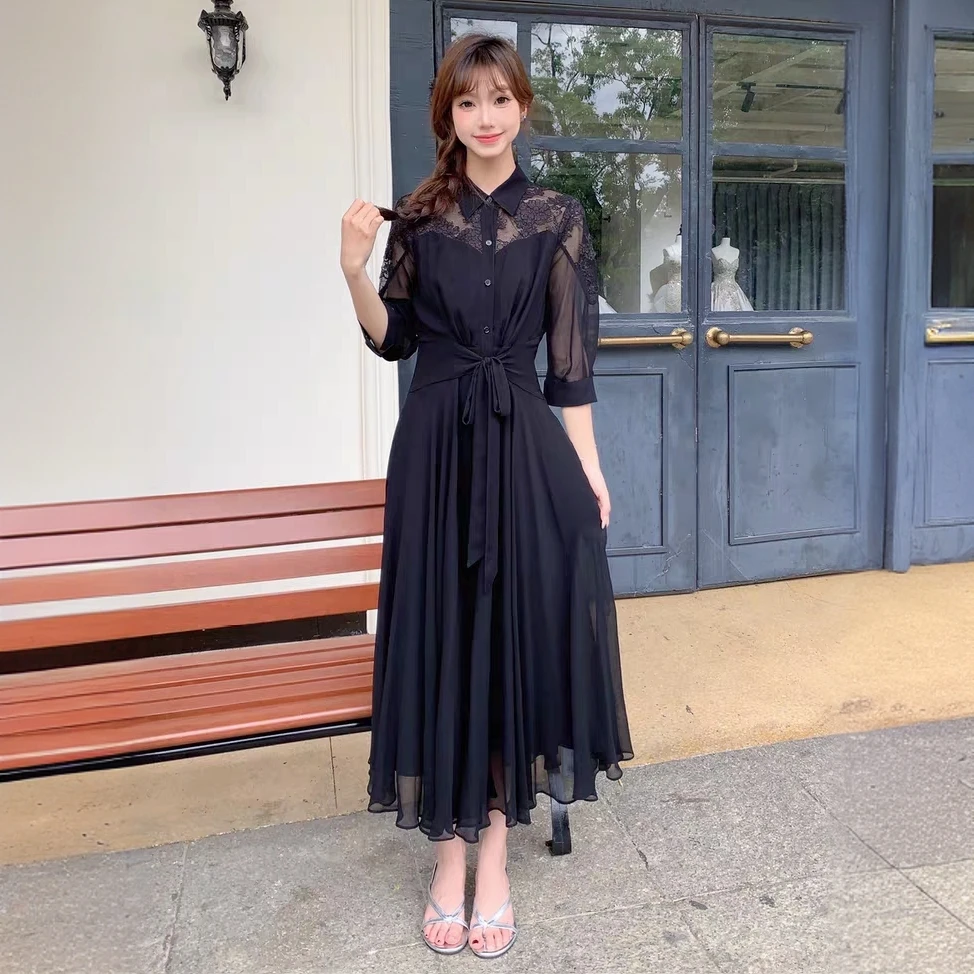 GXO 2025新品蕾丝蝴蝶结A字连衣裙LYQ0305