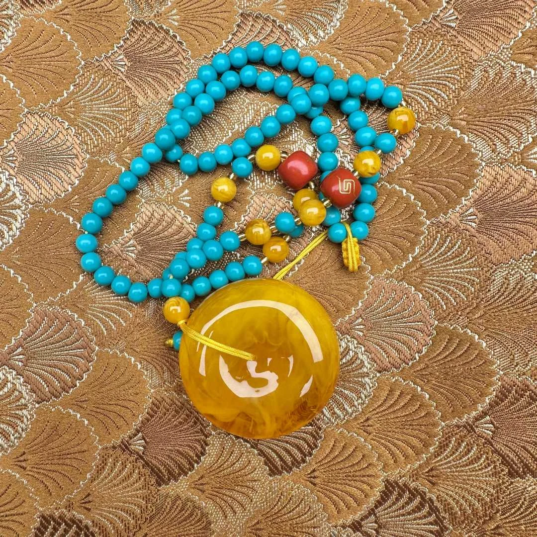 非金属吊坠 【 炎轩文趣斋】平安扣黄色挂坠