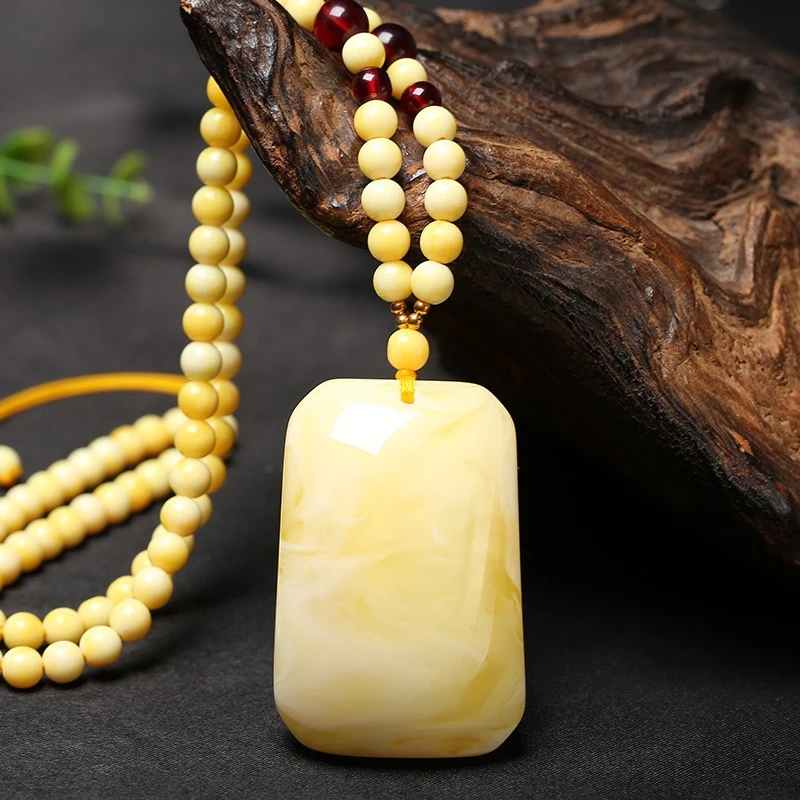 【闪购链接】精品飘花白蜜蜡无事牌吊坠