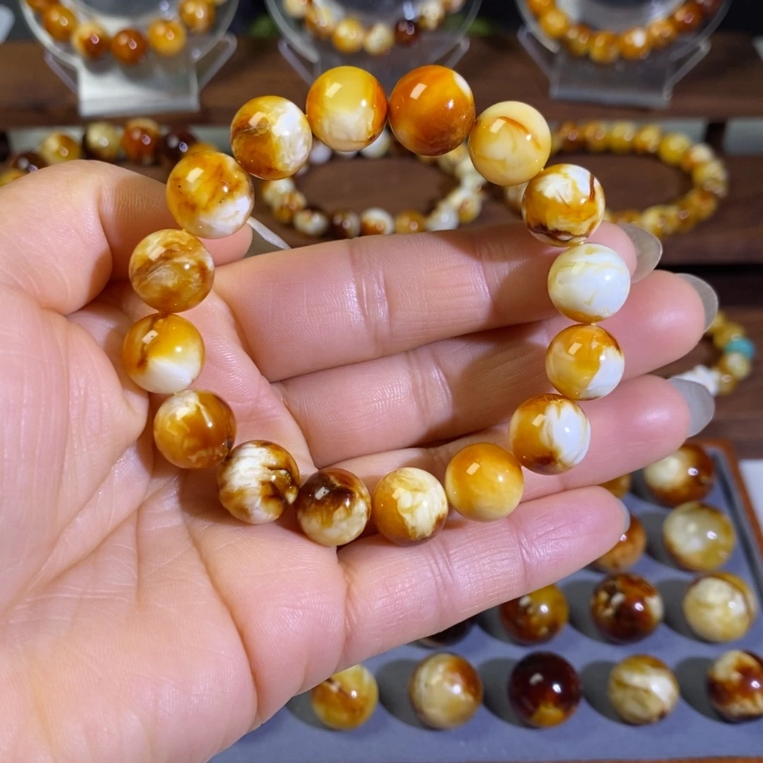 蜜蜡未镶嵌裸石天然沁色蜜蜡手串12➕mm