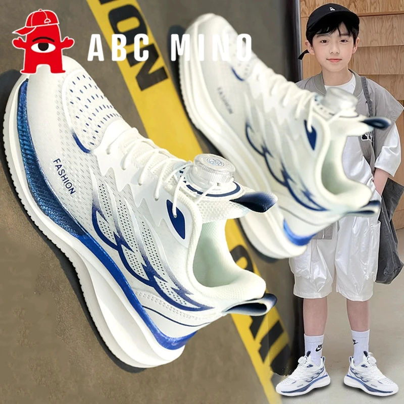 ABC MINO男童运动鞋2025新款儿童网面小白鞋中大童防滑软底跑步鞋