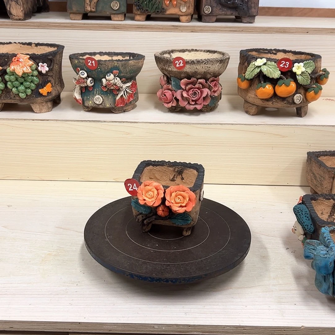 紫砂花盆24号内口9外高9