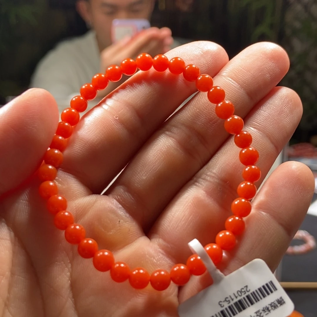 南红玛瑙柿子红5mm手串未镶嵌