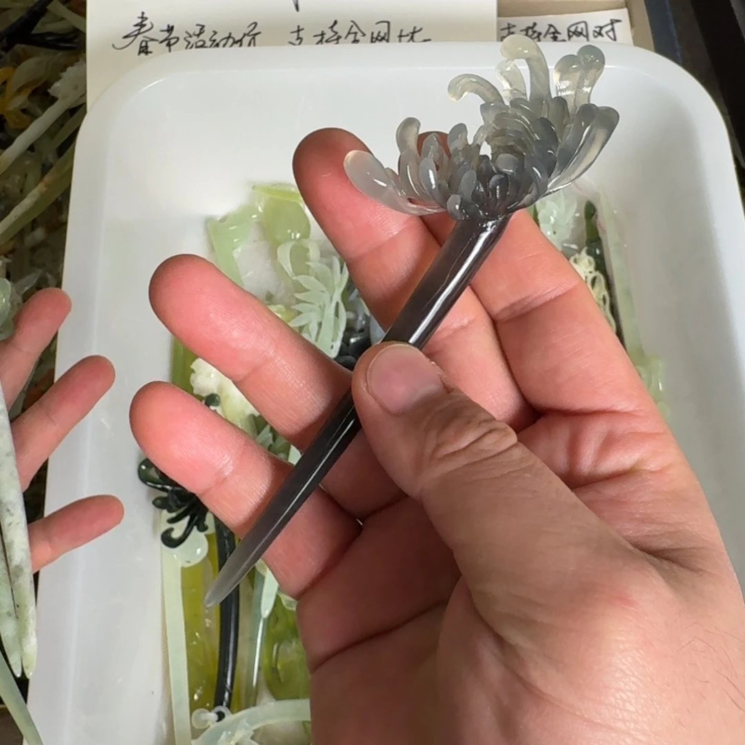 岫玉发饰未镶嵌水*月明君玉簪贼拉好看