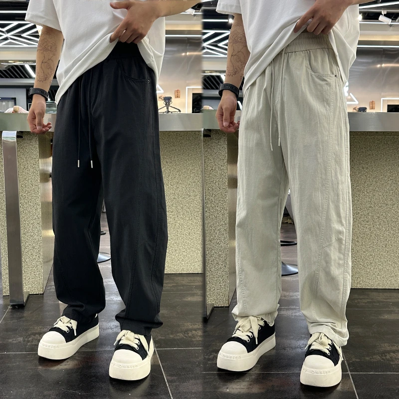 2025夏季新款男士休闲裤时尚百搭宽松直筒长裤子男装潮牌运动长裤