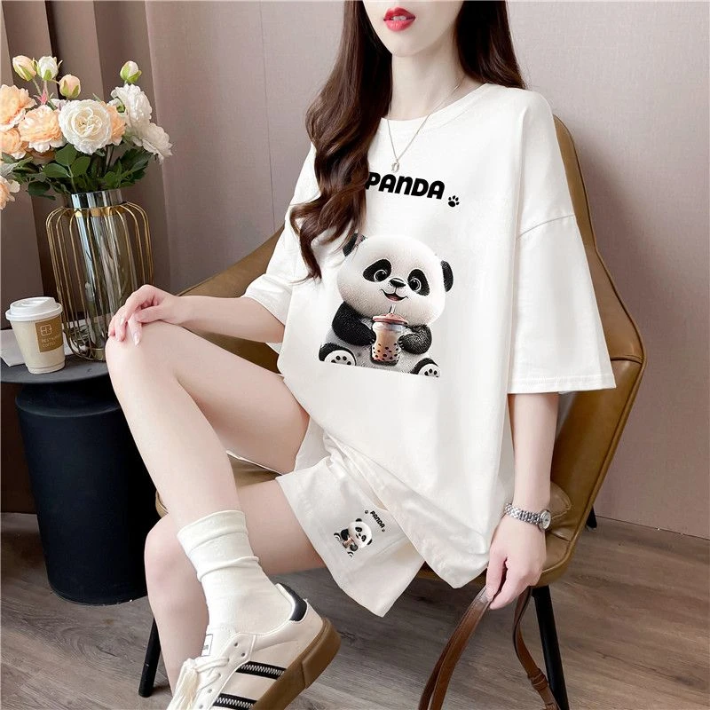 大码女装夏季2025新款休闲运动套装女宽松时尚短袖上衣短裤两件套