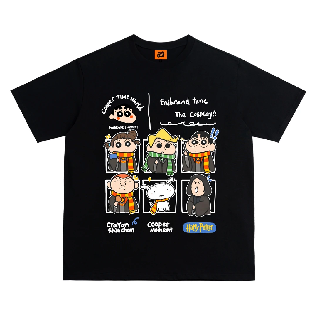 FNIFNI（波特小新）男女同款t恤美式复古纯棉短袖上衣24潮新款