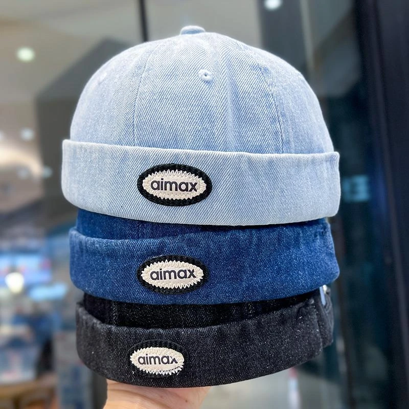 牛仔地主帽女日系复古刺绣字母百搭显脸小瓜皮帽街头嘻哈雅痞帽男